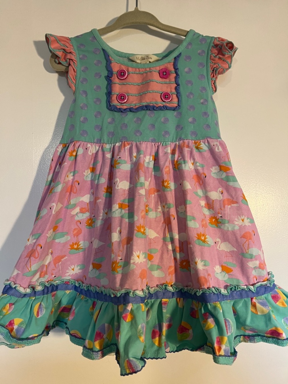Matilda Jane Pink, Mint & Purple Flamingo Tiered Dress